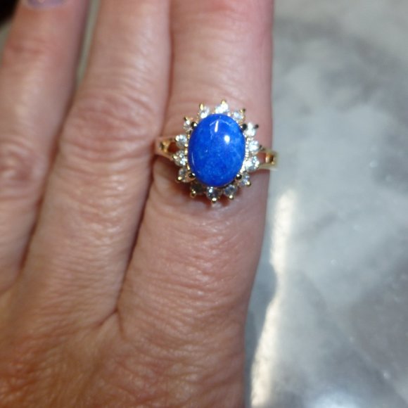 18k Yellow gold EP Lapis Lazuli Swarovski Crystals Designer Dolphin Ore - Picture 12 of 14